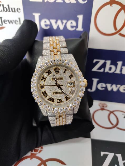 rolex iced out vvs|iced out rolex gold chain.